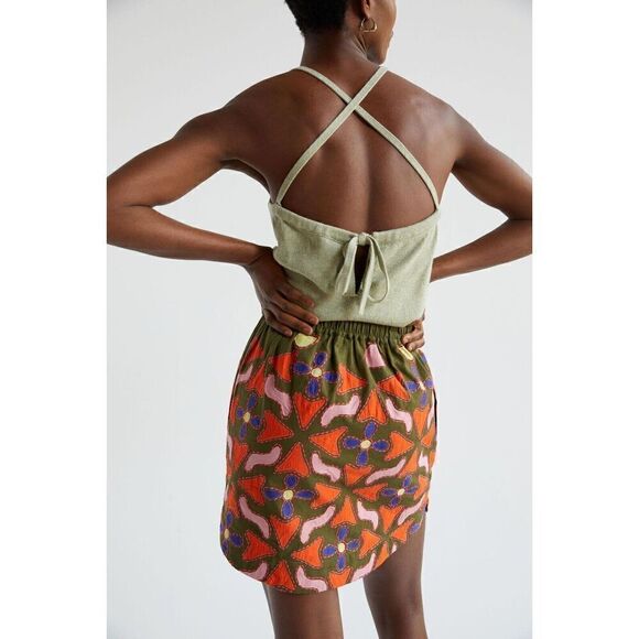 Anthropologie Maeve Embroidered Mini Skirt Small S NEW - Picture 2 of 3
